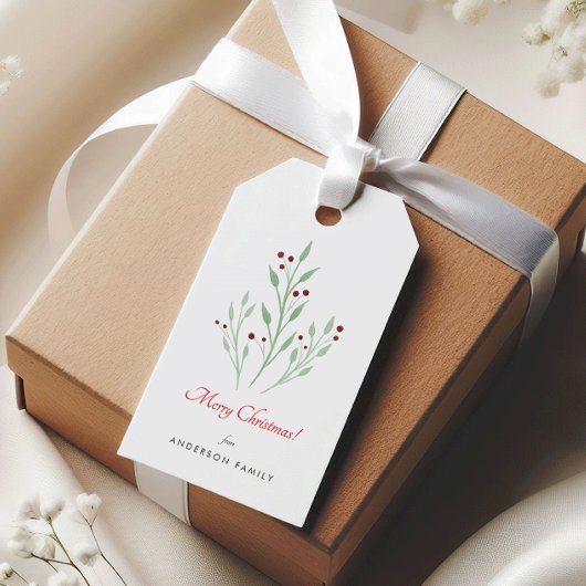 Eenvoudige Kerst Kersen Vakantie Cadeautags Cadeaulabel