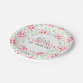 Eenvoudige kerst rood en groen Schattige sneeuwvlo Papieren Bordje (Gekanteld)