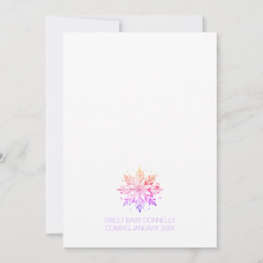 Eenvoudige kerst roze Baby zijn koude buitendouche Kaart (Achterkant)