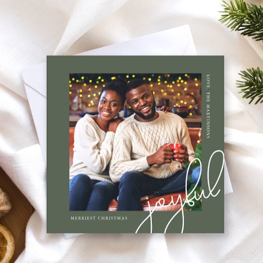 Eenvoudige Kerst Stippen Groene vreugdevolle Scrip Feestdagenkaart