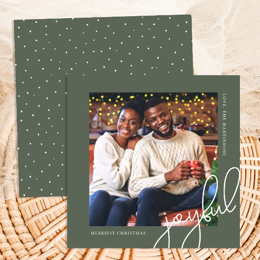 Eenvoudige Kerst Stippen Groene vreugdevolle Scrip Feestdagenkaart