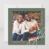 Eenvoudige Kerst Stippen Groene vreugdevolle Scrip Feestdagenkaart (Voorkant)