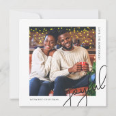 Eenvoudige Kerst Stippen Zwart Joyful Script Foto Feestdagenkaart (Voorkant)