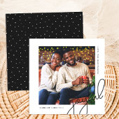 Eenvoudige Kerst Stippen Zwart Joyful Script Foto Feestdagenkaart