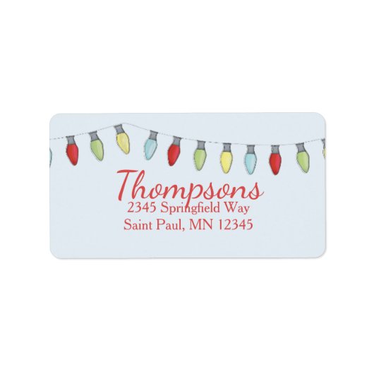 Eenvoudige Kerst String Lights Custom Etiket (Voorkant)