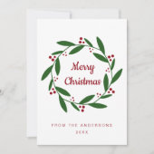 Eenvoudige kerst vakantie krans Wenskaart Feestdagenkaart (Voorkant)