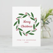 Eenvoudige kerst vakantie krans Wenskaart Feestdagenkaart (Staand voorkant)
