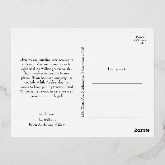 Eenvoudige kerst volledige foto Merry Christmas Go Folie Feestdagen Briefkaart (Achterkant)