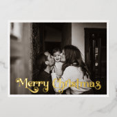 Eenvoudige kerst volledige foto Merry Christmas Go Folie Feestdagen Briefkaart (Voorkant)