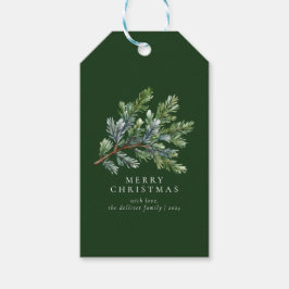 Eenvoudige Kerst Waterverf Bloemen Cadeaulabel