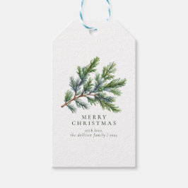 Eenvoudige Kerst Waterverf Bloemen Cadeaulabel