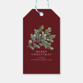 Eenvoudige Kerst Waterverf Bloemen Cadeaulabel