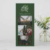 Eenvoudige Kerst Waterverf Bloemen Foto Collage Feestdagenkaart (Staand voorkant)