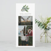 Eenvoudige Kerst Waterverf Bloemen Foto Collage Feestdagenkaart (Staand voorkant)