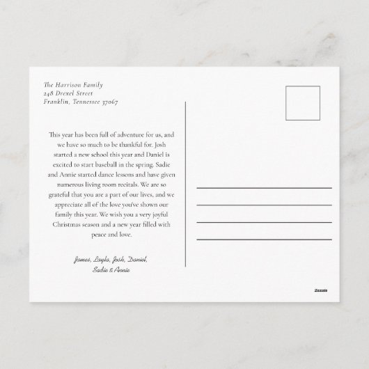 Eenvoudige Kerst Waterverf Bloemen Foto Collage Feestdagenkaart (Achterkant)