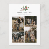 Eenvoudige Kerst Waterverf Bloemen Foto Collage Feestdagenkaart (Voorkant)