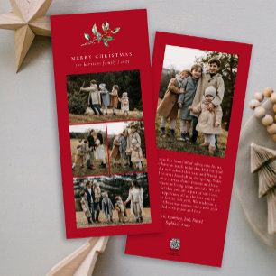 Eenvoudige Kerst Waterverf Bloemen Foto Collage Feestdagenkaart
