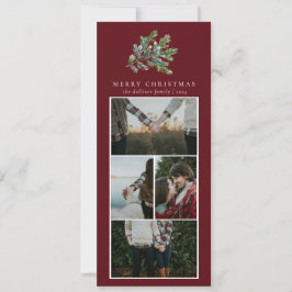 Eenvoudige Kerst Waterverf Bloemen Foto Collage Feestdagenkaart