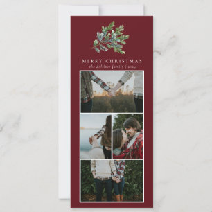 Eenvoudige Kerst Waterverf Bloemen Foto Collage Feestdagenkaart