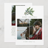 Eenvoudige Kerst Waterverf Bloemen Foto Collage Feestdagenkaart (Voorkant / Achterkant)