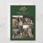 Eenvoudige Kerst Waterverf Bloemen Foto Collage Feestdagenkaart (Voorkant)