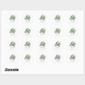 Eenvoudige Kerst Waterverf Bloemen Ronde Sticker (Vel)