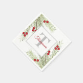 Eenvoudige kerst Waterverf groen Holly Berries Servet (Hoek)
