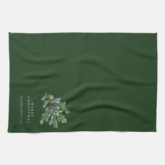 Eenvoudige kerst Waterverf groen Theedoek (Horizontaal)