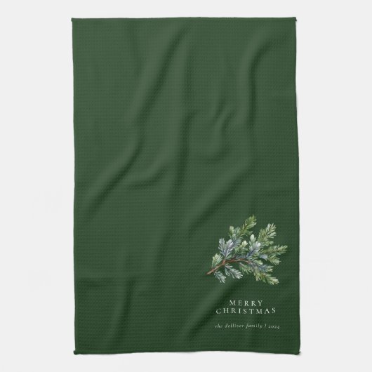 Eenvoudige kerst Waterverf groen Theedoek (Verticaal)