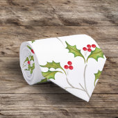 Eenvoudige kerst Waterverf Holly bessen groen Stropdas