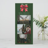 Eenvoudige Kerst Waterverf Ribbon Fotocollage Feestdagenkaart (Staand voorkant)