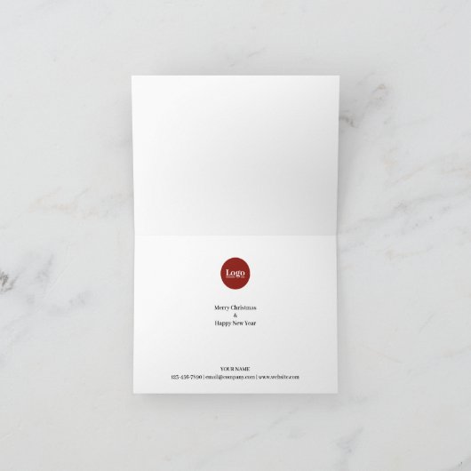 Eenvoudige Kerst Zakelijk Logo Rood Wit Script Feestdagen Kaart (Binnen)