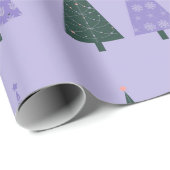 Eenvoudige Kerstbomen Lavendel Patroon Trio Cadeaupapier (Rol Hoek)