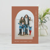 Eenvoudige kerstboog | Moderne twee foto Feestdagenkaart (Staand voorkant)