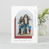 Eenvoudige kerstboog | Moderne twee foto Feestdagenkaart (Staand voorkant)