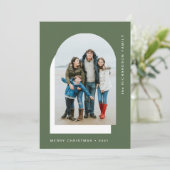 Eenvoudige kerstboog | Moderne twee foto Feestdagenkaart (Staand voorkant)