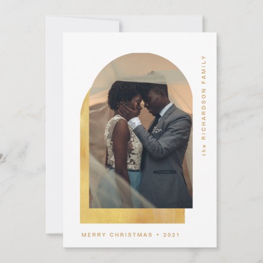 Eenvoudige kerstboog | Moderne twee foto Feestdagenkaart (Voorkant)