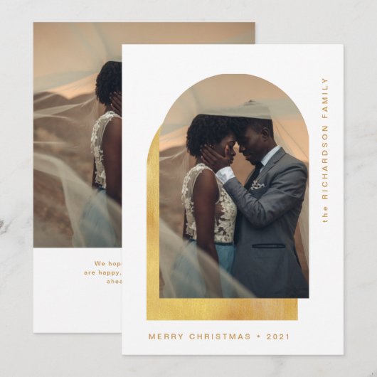 Eenvoudige kerstboog | Moderne twee foto Feestdagenkaart (Voorkant / Achterkant)