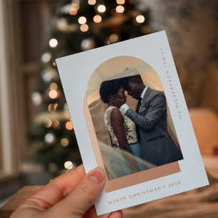 Eenvoudige kerstboog   Moderne twee foto Folie Feestdagenkaart