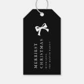 Eenvoudige Kerstboog Zwart en Wit Gepersonaliseerd Cadeaulabel (Voorkant)