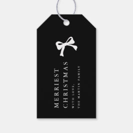 Eenvoudige Kerstboog Zwart en Wit Gepersonaliseerd Cadeaulabel