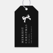 Eenvoudige Kerstboog Zwart en Wit Gepersonaliseerd Cadeaulabel (Achterkant)