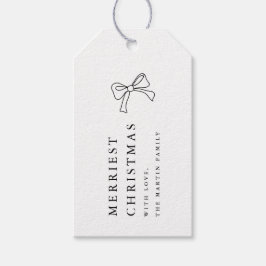 Eenvoudige Kerstboog Zwart en Wit Gepersonaliseerd Cadeaulabel