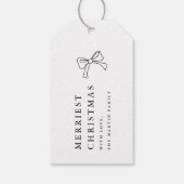 Eenvoudige Kerstboog Zwart en Wit Gepersonaliseerd Cadeaulabel (Achterkant)