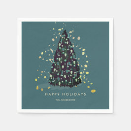 Eenvoudige kerstboom Blauwgroen papieren servetten