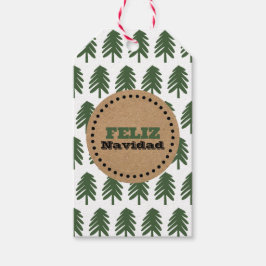 Eenvoudige kerstboom Feliz Navidad Gift Label Cadeaulabel
