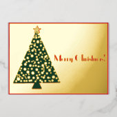 Eenvoudige kerstboom goud en rood folie uitnodiging (Voorkant)