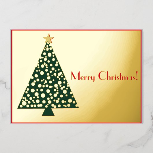 Eenvoudige kerstboom goud en rood folie uitnodiging (Voorkant)