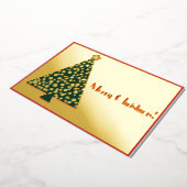 Eenvoudige kerstboom goud en rood folie uitnodiging (Gedraaid)