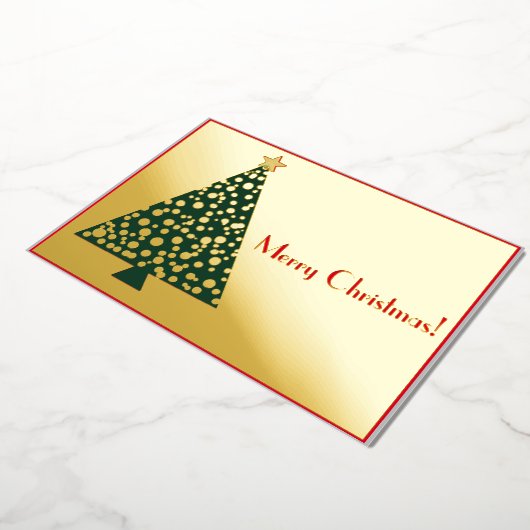 Eenvoudige kerstboom goud en rood folie uitnodiging (Gedraaid)